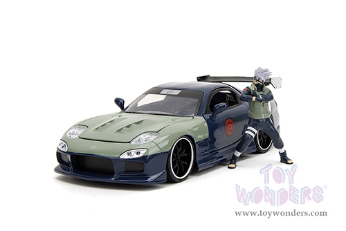 Jada Toys - Hollywood Rides | Mazda RX-7 with Kakashi Hatake Diecast Figure (1993, 1/24, diecast model car, Dark Blue/Green) 34370/4