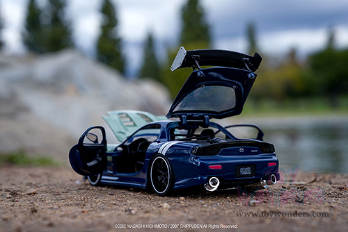 Jada Toys - Hollywood Rides | Mazda RX-7 with Kakashi Hatake Diecast Figure (1993, 1/24, diecast model car, Dark Blue/Green) 34370/4