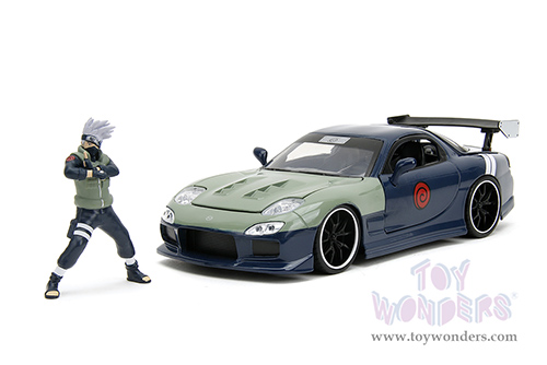 Jada Toys - Hollywood Rides | Mazda RX-7 with Kakashi Hatake Diecast Figure (1993, 1/24, diecast model car, Dark Blue/Green) 34370/4