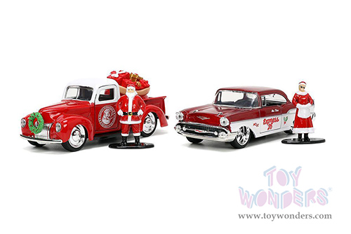 Jada Toys Holiday Rides - Mr. & Mrs. Santa Claus Twin Pack (1/32 scale diecast model car, Red) 34441