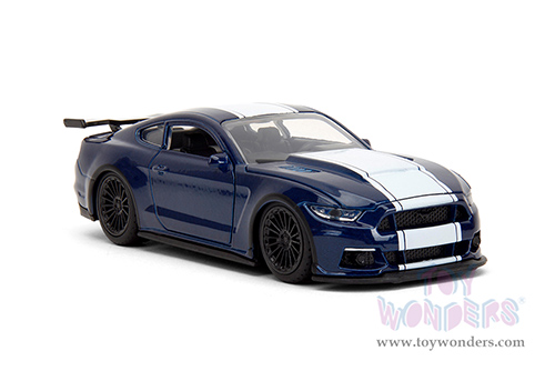 Jada Toys Fast & Furious - Ford Mustang GT F9 (2016, 1/32 scale diecast model car, Metallic Blue/W White Stripe) 34447