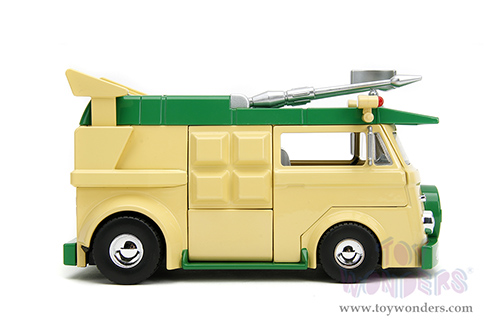 Jada Toys - Hollywood Rides | Party Wagon with Donatello Diecast Figure "Teenage Mutant Ninja Turtles" (1/24, diecast model car, Green/Beige) 34529