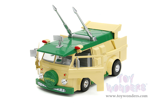 Jada Toys - Hollywood Rides | Party Wagon with Donatello Diecast Figure "Teenage Mutant Ninja Turtles" (1/24, diecast model car, Green/Beige) 34529