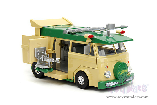 Jada Toys - Hollywood Rides | Party Wagon with Donatello Diecast Figure "Teenage Mutant Ninja Turtles" (1/24, diecast model car, Green/Beige) 34529