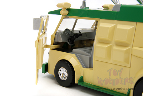 Jada Toys - Hollywood Rides | Party Wagon with Donatello Diecast Figure "Teenage Mutant Ninja Turtles" (1/24, diecast model car, Green/Beige) 34529