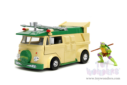 Jada Toys - Hollywood Rides | Party Wagon with Donatello Diecast Figure "Teenage Mutant Ninja Turtles" (1/24, diecast model car, Green/Beige) 34529
