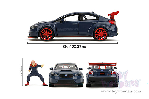 Jada Toys - Hollywood Rides | Subaru WRX STI Widebody with Yuji Itadori Diecast Figure "Jujutsu Kaisen" (2016, 1/24, diecast model car, Dark Blue) 34714