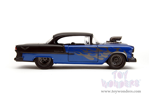 Jada Toys Bigtime Muscle - Chevrolet&reg; Bel Air&reg; Hardtop (1955, 1/24 scale diecast model car, Blue/Black) 34721