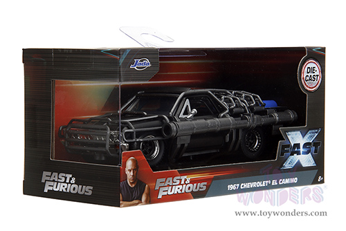 Jada Toys Fast & Furious - Chevrolet® El Camino™ Caged version with Cannons "Fast X" (1967, 1/32 scale diecast model car, Matte Black) 34733