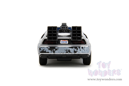 Jada Toys - Hollywood Rides | DeLorean DMC (Time Machine) "Back to the Future Part I" (1985) Movie (1/32 scale diecast model car, Frost Brush Metal) 34785