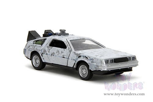 Jada Toys - Hollywood Rides | DeLorean DMC (Time Machine) "Back to the Future Part I" (1985) Movie (1/32 scale diecast model car, Frost Brush Metal) 34785