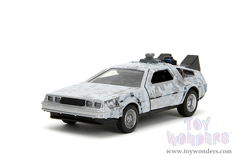 Jada Toys - Hollywood Rides | DeLorean DMC (Time Machine) "Back to the Future Part I" (1985) Movie (1/32 scale diecast model car, Frost Brush Metal) 34785