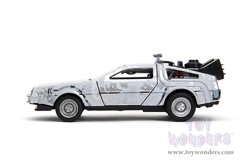 Jada Toys - Hollywood Rides | DeLorean DMC (Time Machine) "Back to the Future Part I" (1985) Movie (1/32 scale diecast model car, Frost Brush Metal) 34785