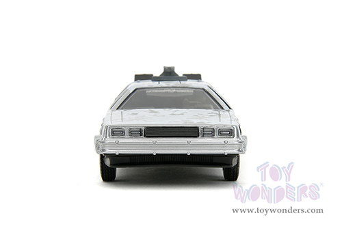 Jada Toys - Hollywood Rides | DeLorean DMC (Time Machine) "Back to the Future Part I" (1985) Movie (1/32 scale diecast model car, Frost Brush Metal) 34785