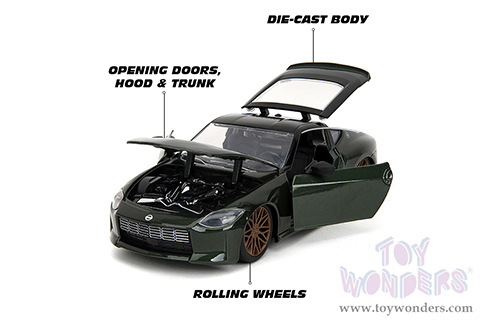 Jada Toys Fast & Furious - Nissan Z Hardtop "Fast X" (2023, 1/24 scale diecast model car, Dark Green) 34791