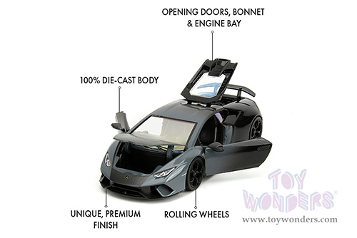 Jada Toys Pink Slips - Lamborghini Huracán Perfomante with Display Base (1/24 scale diecast model car, Gray-Black Gradient) 34895