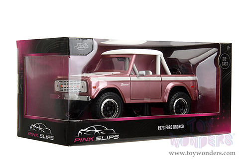Jada Toys Pink Slips - Ford Bronco with Display Base (1973, 1/24 scale diecast model car, Pink) 34896