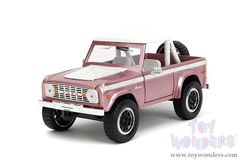 Jada Toys Pink Slips - Ford Bronco with Display Base (1973, 1/24 scale diecast model car, Pink) 34896