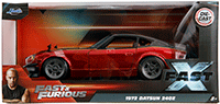 Show product details for Jada Toys Fast & Furious - Datsun 24oz "Fast X" (1972, 1/24 scale diecast model car, Red/Black) 34916