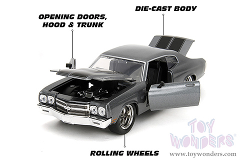 Jada Toys Fast & Furious - Chevrolet® Chevelle™ SS™ "Fast X" (1970, 1/24 scale diecast model car, Gray/Black stripes) 34923
