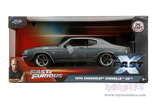 Jada Toys Fast & Furious - Chevrolet® Chevelle™ SS™ "Fast X" (1970, 1/24 scale diecast model car, Gray/Black stripes) 34923