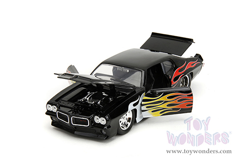 Jada Toys Bigtime Muscle - Pontiac® GTO® Judge Hardtop (1971, 1/24 scale diecast model car, Black with Flames) 35022