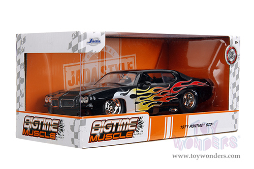 Jada Toys Bigtime Muscle - Pontiac® GTO® Judge Hardtop (1971, 1/24 scale diecast model car, Black with Flames) 35022