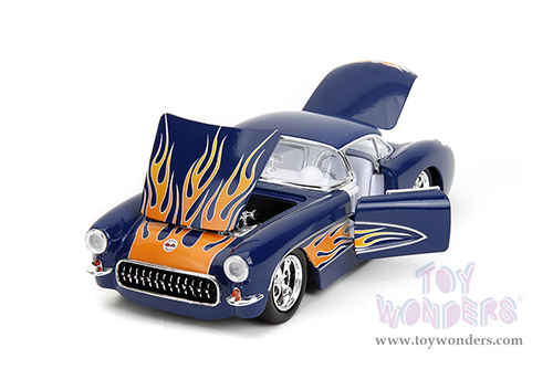 Jada Toys Bigtime Muscle - Chevrolet® Corvette® Hardtop (1957, 1/24 scale diecast model car, Blue/w Flames) 35031