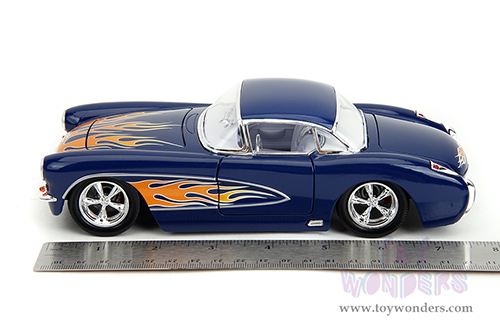 Jada Toys Bigtime Muscle - Chevrolet® Corvette® Hardtop (1957, 1/24 scale diecast model car, Blue/w Flames) 35031