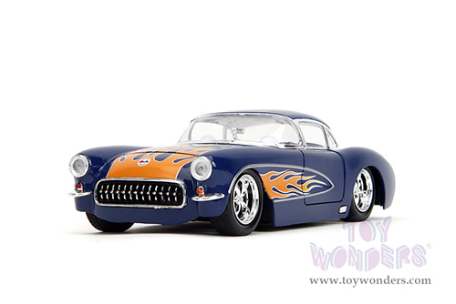 Jada Toys Bigtime Muscle - Chevrolet® Corvette® Hardtop (1957, 1/24 scale diecast model car, Blue/w Flames) 35031