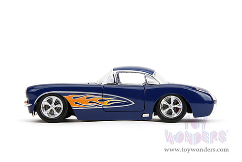 Jada Toys Bigtime Muscle - Chevrolet® Corvette® Hardtop (1957, 1/24 scale diecast model car, Blue/w Flames) 35031