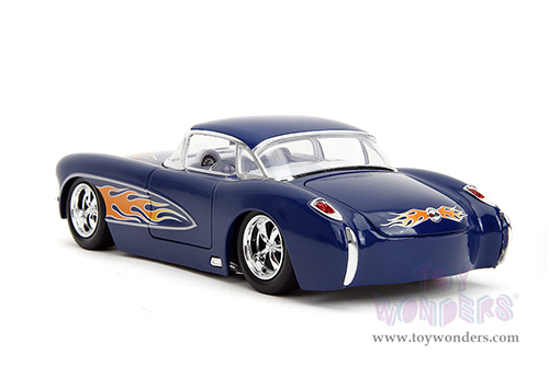 Jada Toys Bigtime Muscle - Chevrolet® Corvette® Hardtop (1957, 1/24 scale diecast model car, Blue/w Flames) 35031