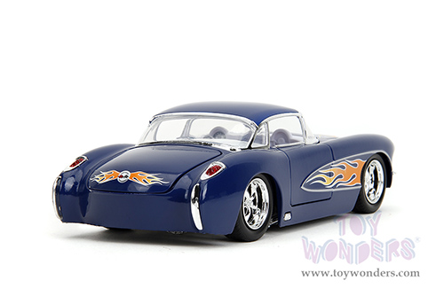 Jada Toys Bigtime Muscle - Chevrolet® Corvette® Hardtop (1957, 1/24 scale diecast model car, Blue/w Flames) 35031