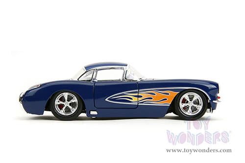 Jada Toys Bigtime Muscle - Chevrolet® Corvette® Hardtop (1957, 1/24 scale diecast model car, Blue/w Flames) 35031
