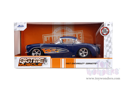 Jada Toys Bigtime Muscle - Chevrolet® Corvette® Hardtop (1957, 1/24 scale diecast model car, Blue/w Flames) 35031