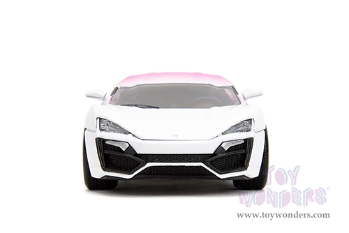 Jada Toys Pink Slips - Lycan Hypersport with Display Base (1/24 scale diecast model car, White/w Pink-Blue Gradient) 35058