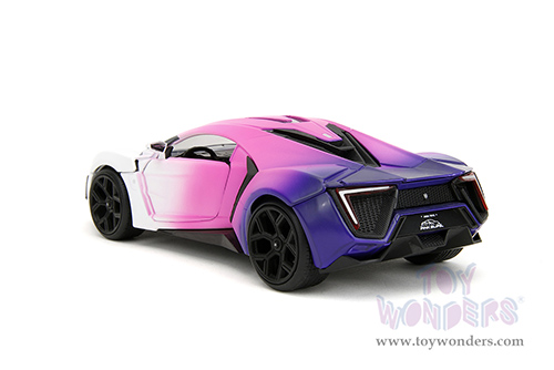 Jada Toys Pink Slips - Lycan Hypersport with Display Base (1/24 scale diecast model car, White/w Pink-Blue Gradient) 35058