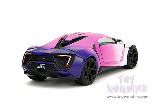 Jada Toys Pink Slips - Lycan Hypersport with Display Base (1/24 scale diecast model car, White/w Pink-Blue Gradient) 35058