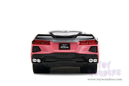 Jada Toys Pink Slips - Chevrolet® Corvette® Stingray™ with Display Base (2020, 1/24 scale diecast model car, Metallic Gray/Pink) 35068