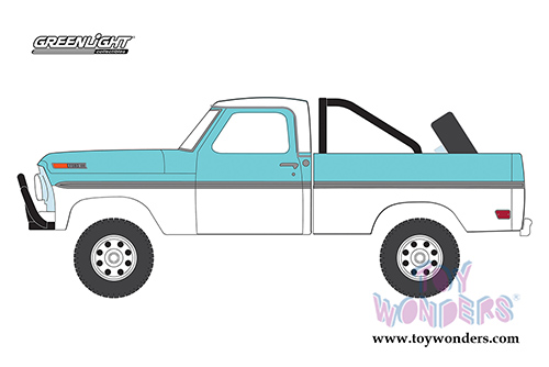 Greenlight - All Terrain Series 6 | Ford F-100 Pickup Truck (1969, 1/64 scale diecast model car, Turquoise/White) 35090A/48
