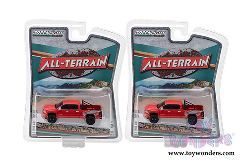 Greenlight - All Terrain Series 6 | Chevrolet&reg; Silverado&trade; 1500 pick Up Truck (2018, 1/64 scale diecast model car, Red) 35090F/48