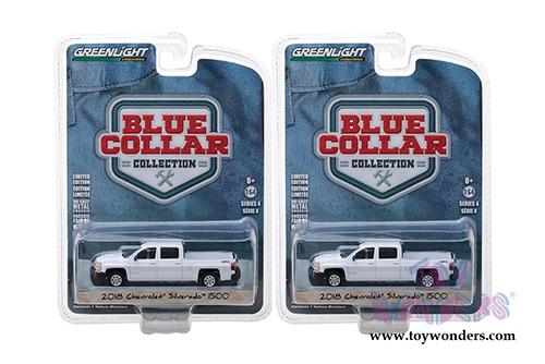 Greenlight - Blue Collar Collection Series 4 | Chevrolet&reg; Silverado&trade; 1500 Pickup Truck (2018, 1/64 scale diecast model car, White) 35100F/48