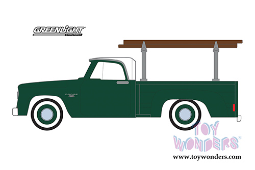 Greenlight - Blue Collar Collection Series 5 | Dodge D-100 with Ladder Rack (1963, 1/64 scale diecast model car, Green/White) 35120B/48
