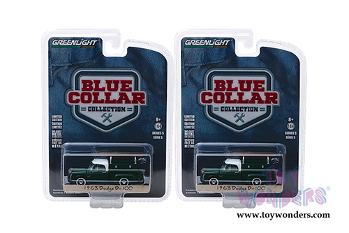 Greenlight - Blue Collar Collection Series 5 | Dodge D-100 with Ladder Rack (1963, 1/64 scale diecast model car, Green/White) 35120B/48