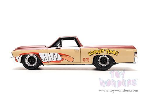 Jada Toys Hollywood Rides | Looney Tunes™ Chevrolet® El Camino with Tasmanian Devil Diecast Figure (1967, 1/24, diecast model car, Brown/Beige) 35130/4