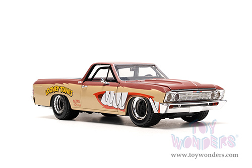 Jada Toys Hollywood Rides | Looney Tunes™ Chevrolet® El Camino with Tasmanian Devil Diecast Figure (1967, 1/24, diecast model car, Brown/Beige) 35130/4