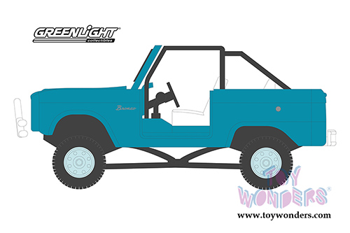 Greenlight - All Terrain Series 8 | Ford Bronco in Teal Doors Removed (1967, 1/64 scale diecast model car, Light Blue) 35130A/48