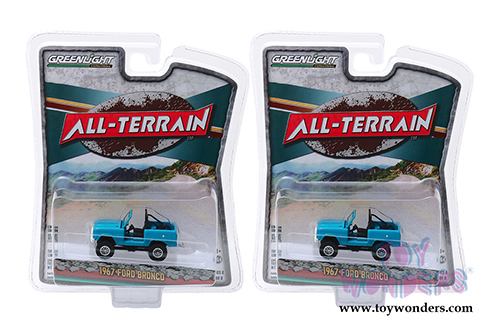 Greenlight - All Terrain Series 8 | Ford Bronco in Teal Doors Removed (1967, 1/64 scale diecast model car, Light Blue) 35130A/48