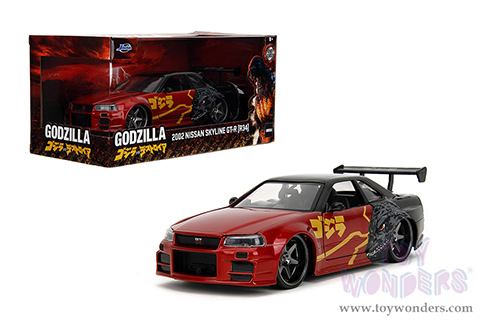 Jada Toys - Hollywood Rides | Nissan Skyline GT-R (34) RHD "Godzilla vs. Destoroyah" (2002, 1/24, diecast model car, Red/Black) 35133