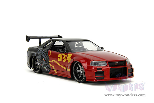 Jada Toys - Hollywood Rides | Nissan Skyline GT-R (34) RHD "Godzilla vs. Destoroyah" (2002, 1/24, diecast model car, Red/Black) 35133